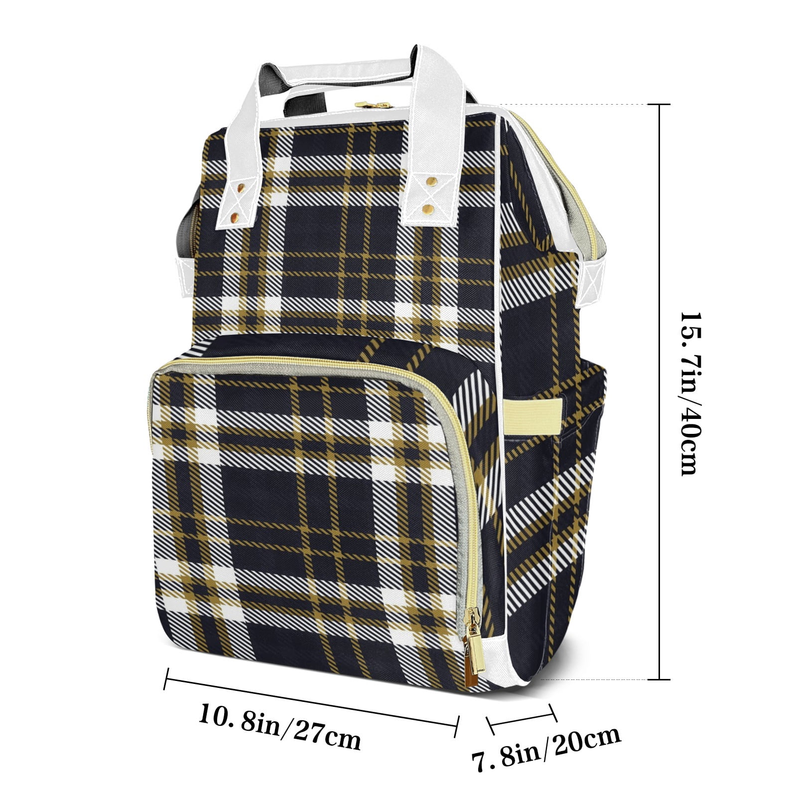Buffalo Plaid Diaper Backpack – Large Capacity, Insulated Baby Bottle Pocket, Multifunctional Mommy Bag for Boys & Girls
