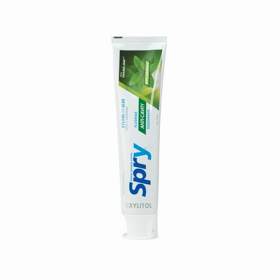 Spry Fluoride Toothpaste with Xylitol, Spearmint Flavor, 5 oz Tube, 1 pack