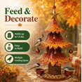 thumbnail image 2 of Christmas Tree Bird Feeder Festive Backyard Holiday Decor, Hanging Reinforced Metal Wild Bird Seed Feeder with Star Topper & Bells for Outdoor Garden Porch Maple Leaf Tree Feeder, 2 of 6
