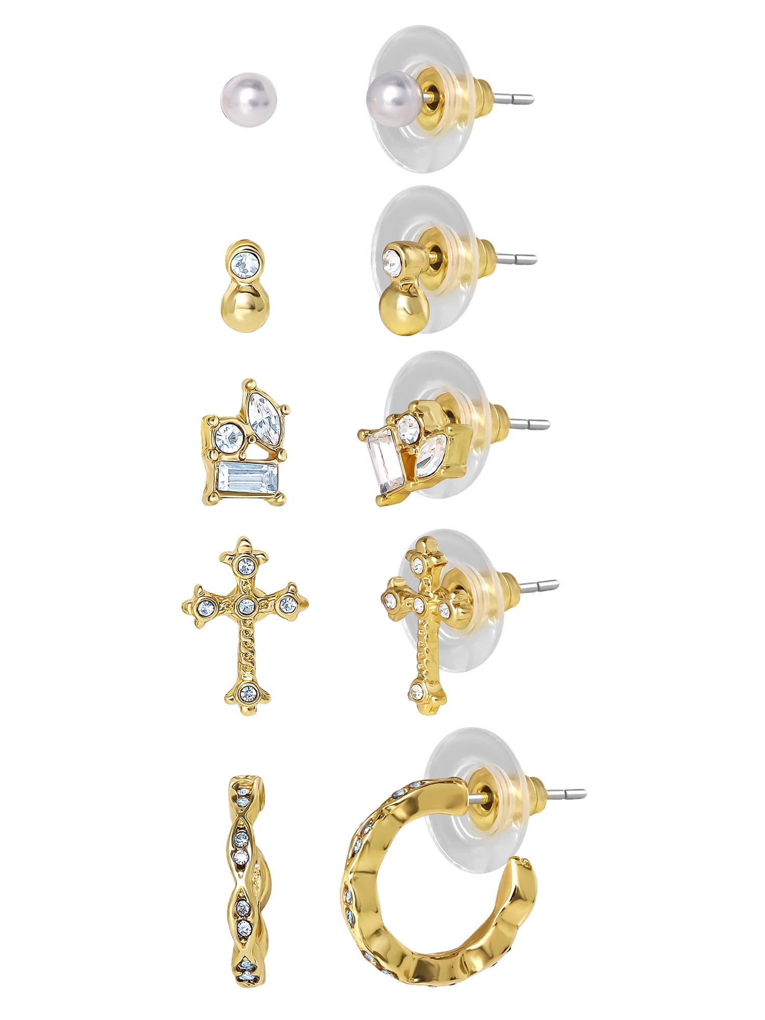 Jessica Simpson Women's Assorted Stud Earring Set, 6 Pairs