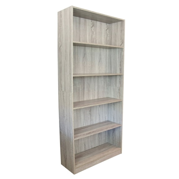 Slide Logic 6 tier 72"H x 32"W Bookcase withFooter Driftwood- Driftwood