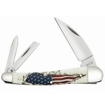 Case XX Knives Seahorse Whittler Shot Show U.S. Flag Red, White & Blue Color-washed Natural Bone Stainless Pocket Knife