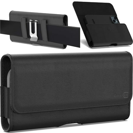 CoverON Leather Pouch for Samsung Galaxy A54 A53 A52 A51 A50 A71 A24 A22 A20s A20 A11 5G - Cell Phone Holster Case Belt Clip ID Card Carrying (Fits with Otterbox or any Case on)