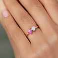 thumbnail image 4 of Gem Stone King 18K Rose Gold Plated Silver Fashion Right-Hand Ring Heart Shape Pink Mystic Topaz and Moissanite (1.02 Cttw, Size 5), 4 of 6