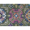 thumbnail image 5 of EORC Green / Light Fushia Hand Knotted Wool Traditional Mahal Rug, 6' x 9', 5 of 5