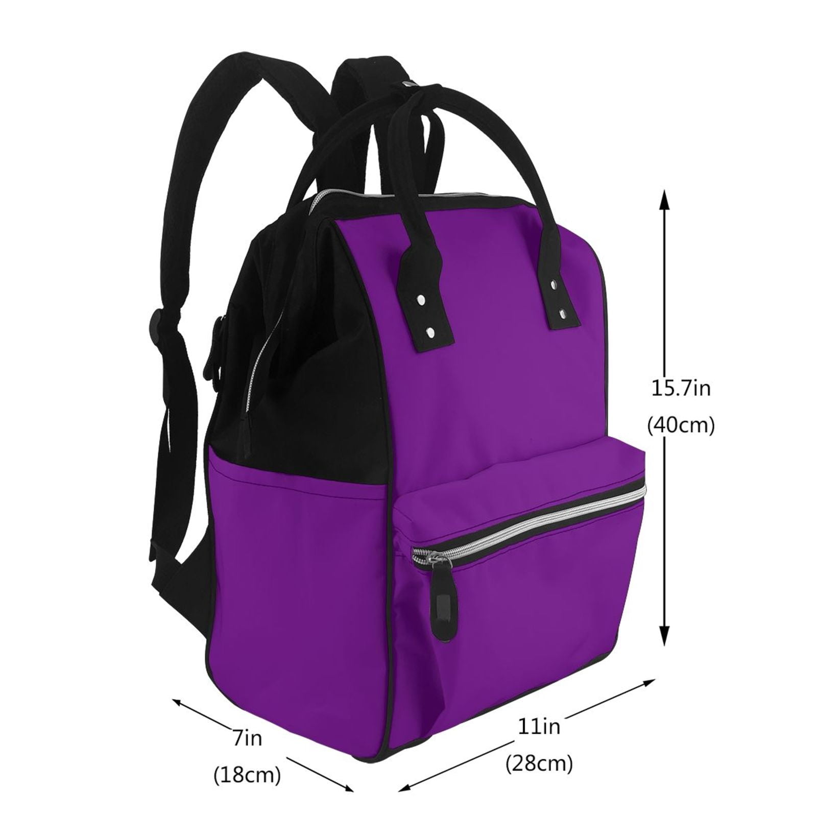 Ratiio Purple Mummy Backpack - Waterproof Twill Canvas, Large Capacity Diaper Bag with Multiple Pockets and Adjustable Straps