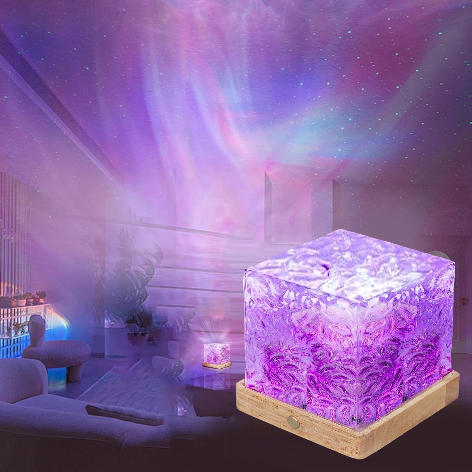 Suodoka Northern Lights Ocean Wave Projector Light – 16‑Color Aurora Lamp with Remote Control, 360° Water Ripple Night Light for Home, Office, Bar, Restaurant