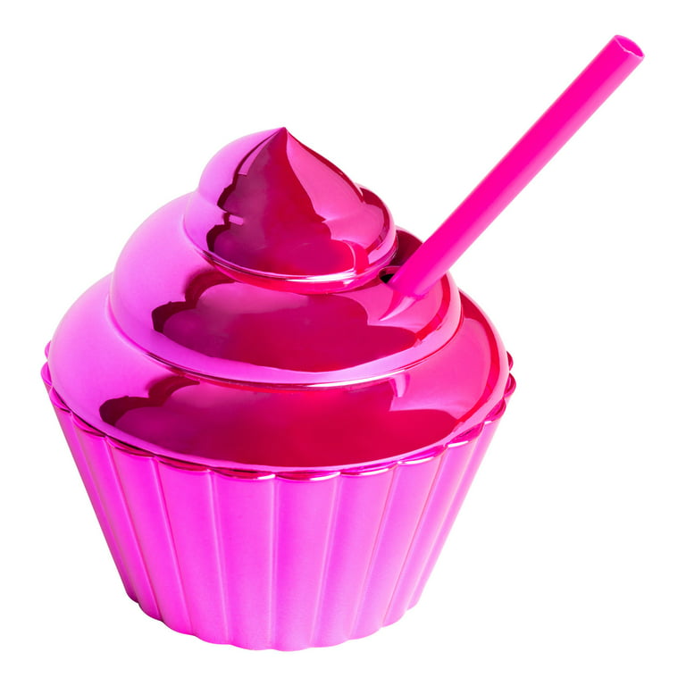Strictly Fancy Plastic Pink Cupcake Tumbler, 1 Piece 