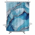 thumbnail image 2 of Marble Texture Shower Curtain for Bathroom Decor, Blue Sage Green Shinny Modern Abstract Waterproof Fabric Shower Curtain, 72"x78" Set with 12 Hooks, 2 of 9