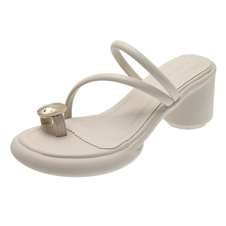 

KaLI_store Platform Sandals Women Womens Platform Sandals Wedges SIides Open Toe Thong Flip-Flops Wedge Sandal Beige