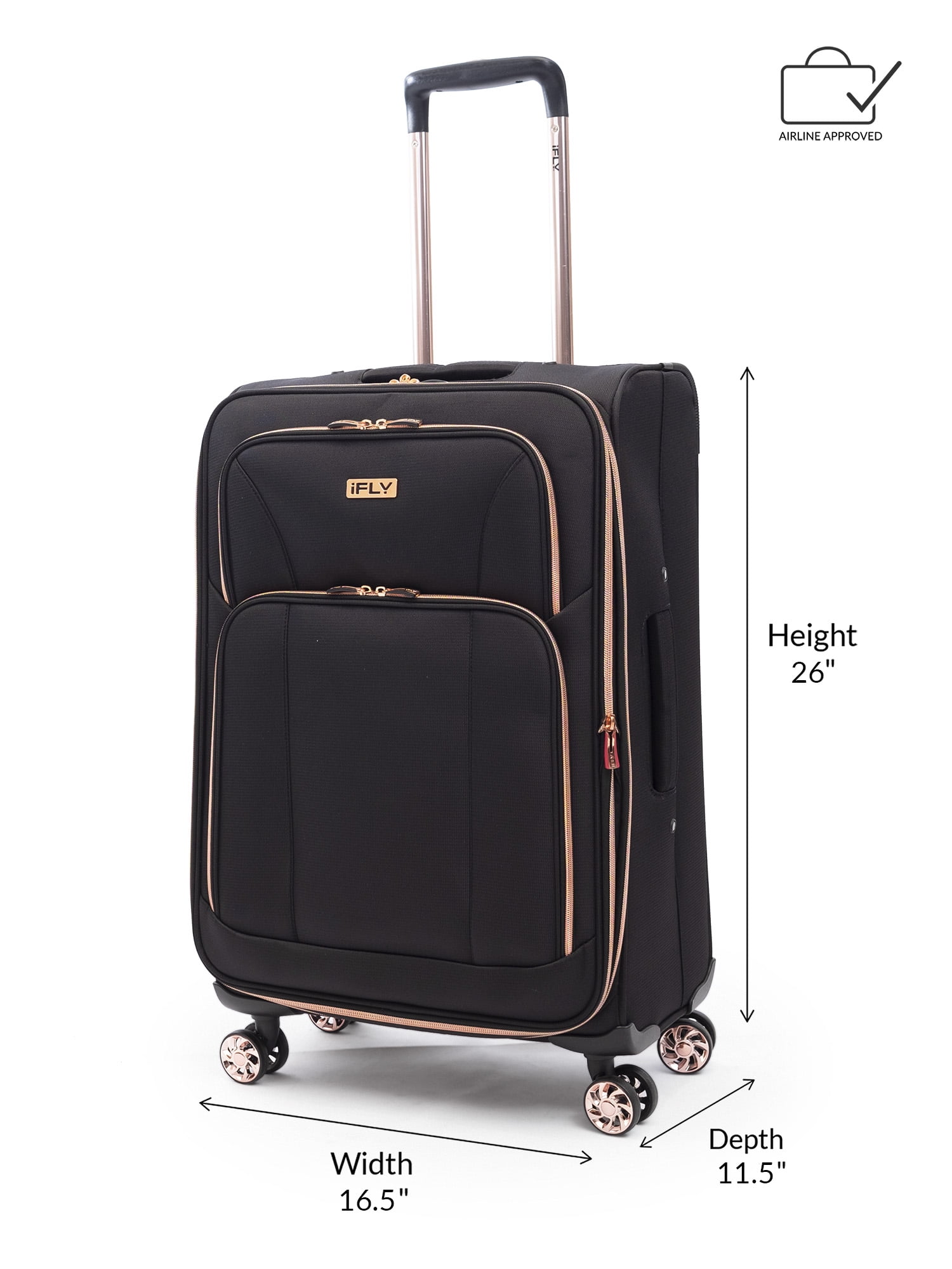 it black and rose gold luggage