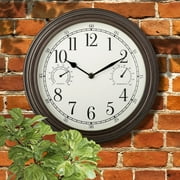 Westclox 12 Brown Indoor/Outdoor Plastic Analog QA Wall Clock with Temperature & Humidity Displays