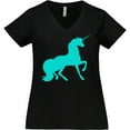 thumbnail image 3 of Inktastic Aqua Unicorn Women's Plus Size V-Neck T-Shirt, 3 of 5