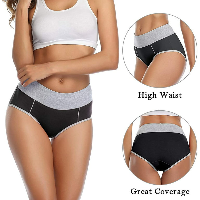 Goodwill 5 Pack Women's Cotton Underwear High Waist Stretch Briefs Soft  Underpants Ladies Full Coverage Panties 