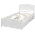 thumbnail image 3 of Twin Size Platform Bed Frame with Trundle, Wooden Bed with Headboard for Kids, Teens, Boys and Girls, Modern Bedroom Furniture, 3 of 8