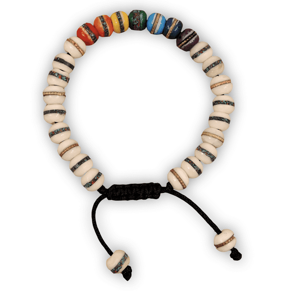 Hands Of Tibet Embedded Medicine Bracelet Yoga Healing Beads Adjustable Wrist Mala Many Color Choices (Seven Chakra and White)