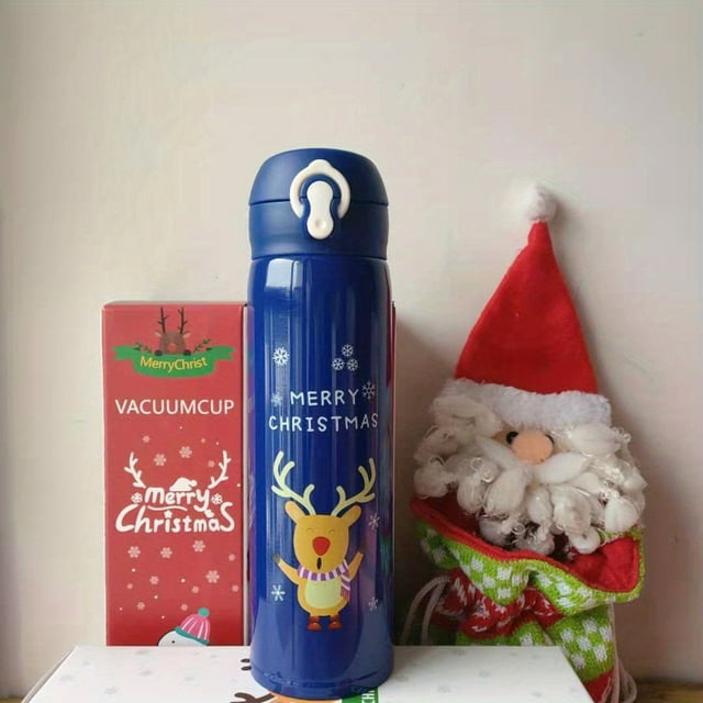 1 pièce, tasse sous vide de Noël, bouteilles d'eau isolées en acier inoxydable de 500 ml/17 oz, tasses thermiques de voyage, pour boissons chaudes et froides, boissons d'été et d'hiver, cadeaux