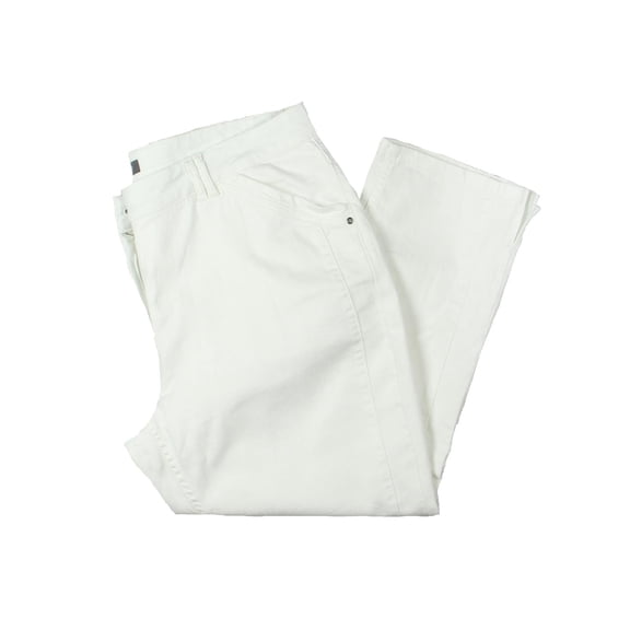 Basler Womens Plus Straight Leg Stretch Capri Pants White 14