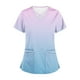 thumbnail image 5 of Fiudx Ofertas Relámpago Top de Ropa de Enfermería con Bolsillo y Cuello En V de Manga Corta de Color Degradado Informal a La Moda para Mujer, 5 of 5
