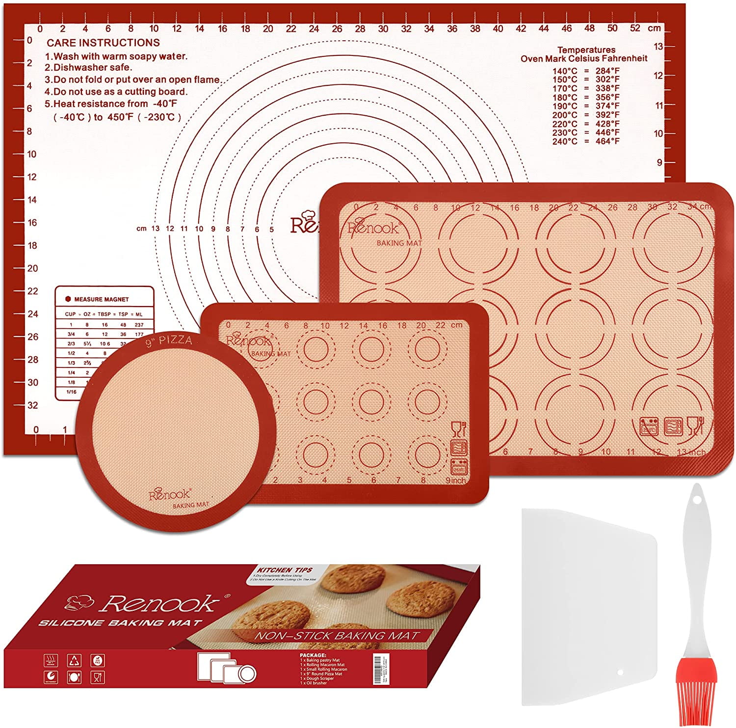 Set of 2 Half Sheet Silicone Baking Mat - Non Stick Silicon Liner for Bake Pans & Rolling Macaron/Pastry/Cookie/Bun/Bread Making Professional Grade Nonstick Thick & Large 11 5/8 x 16 1/2 