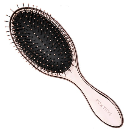 Foxybae Travel Size Plastic 8.6" Oval Detangling Paddle Hair Brush, Rose Gold