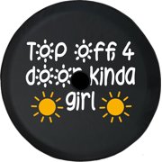 Black Tire Covers - Tire Accessories for Campers, SUVs, Trailers, Trucks, RVs and More | Sunshine Top Less Girl Black 33 Inch with Backup Camera Hole