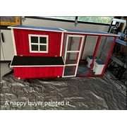 Red Wooden Chicken Coop with Run for 4-6 Chickens, Outdoor Waterproof Hen House