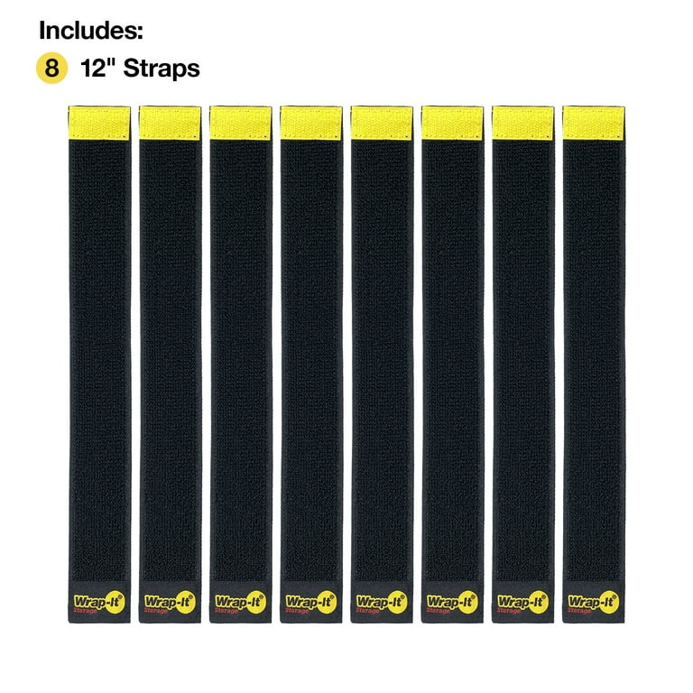 Selfie Straps by Wrap-It Storage - 12-inch 8-Pack Black - Elastic