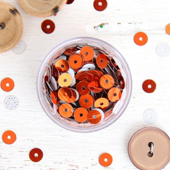 Threadart Hot Fix Loose Sequin - 6MM Orange Metallic - 720 per pkg - Hotfix