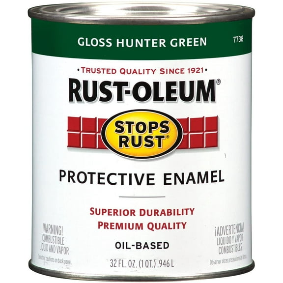 Rust-Oleum 7738502-2PK Stops Rust Brush On Paint, Quart 2 Pack, Gloss Hunter Green, 2 Can
