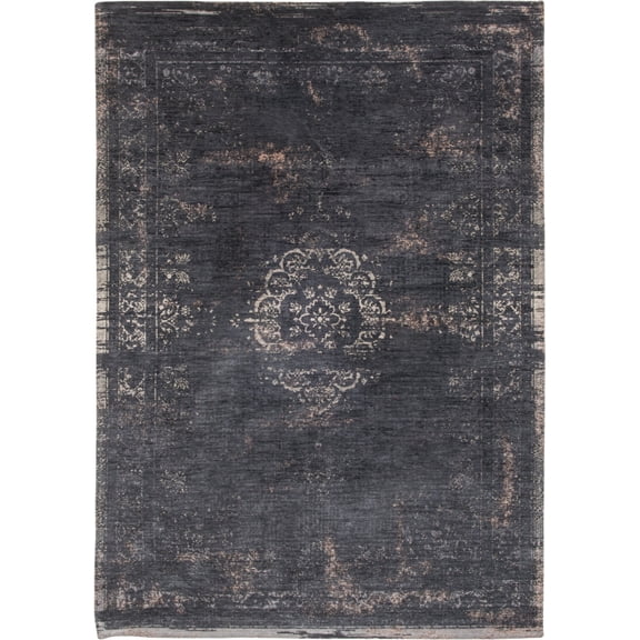 5' X 7' Gray and Black Medallion Non Skid Area Rug