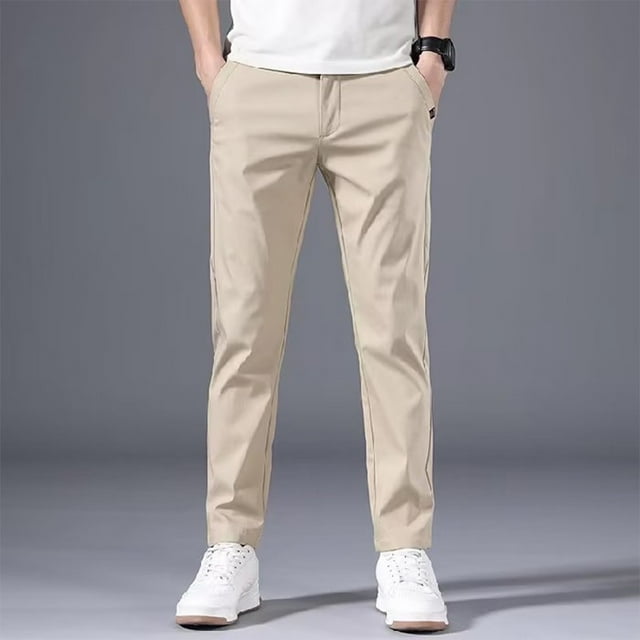 MYG Pantalon Chino Ajusté Extensible pour Hommes, Décontracté, devant Plat, Flex Classique, Complet