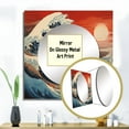 thumbnail image 3 of Designart "The Red Great Wave A Masterpiece from Kanagawa V" Nautical & Beach Square Mirror For Wall Decor - Large Red Square Printed Wall Mirror Art - Wall Mounted Square Large Mirror, 3 of 5