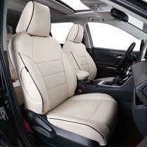 EKR Custom Fit Venza Car Seat Covers for Toyota Venza LE,XLE,Limited 2021 2022 2023 - Leather Car Seat Protectors (Full Set,Beige)