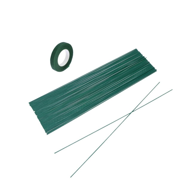 51pcs 30cm Artificial Flower Stem Plant Stake Floral Support for DIY Making Flower (50PCS Stake and 1 Roll Tape)