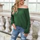 thumbnail image 5 of Blusa con estampado de leopardo y hombros descubiertos, blusa verde de manga larga a la moda para mujer, diseño de cuello redondo, 5 of 7
