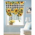 thumbnail image 2 of Sunflower Tie Up Curtains for Window, Thermal Insulted Balloon Shade Adjustable Rod Pocket Curtains Valance Panels for Kitchen Bathroom Cafe 46 x 63 Rustic Brown Country Star Black Checkered, 2 of 6