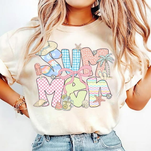 Preppy Summer Vibes T-Shirt, Retro Beach Shirt, Hand Drawn Coastal T-Shirt, Cute Vacation T-Shirt, Trendy Summer Outfit