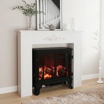 HOMCOM 44.75 Inch Fir Wood Fireplace Mantel Stove Surround, Freestanding Electric Fireplace Mantel, White