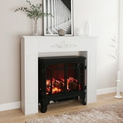 HOMCOM 44.75 Inch Fir Wood Fireplace Mantel Stove Surround, Freestanding Electric Fireplace Mantel, White