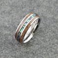 thumbnail image 3 of Metals Jewelry Men's/Women's Stainless Steel Comfort Fit Wedding Band 8mm Men's / Women's Real Koa Wood on Each Side of an Abalone Inlay Ring Size 15, 3 of 6