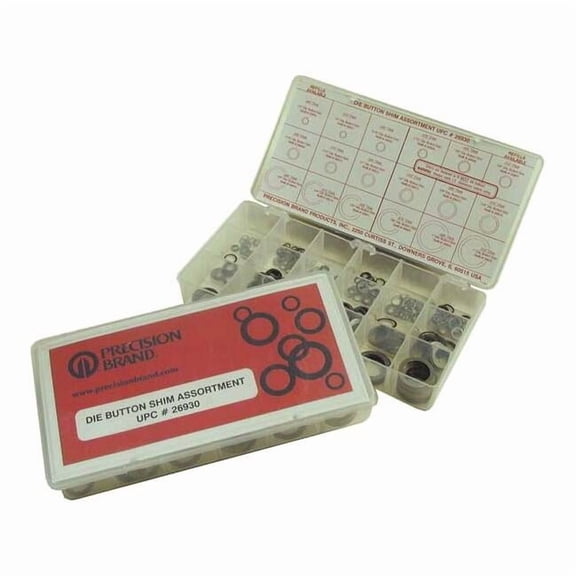 Precision Brand Die Button Shim Assortment,450 pcs,Steel 26930