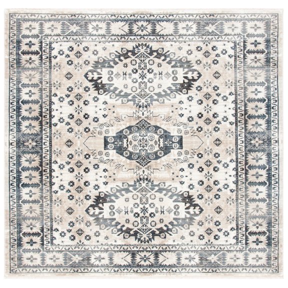 SAFAVIEH Herat Maralyn Oriental Area Rug, Ivory/Grey, 6'7" x 6'7" Square