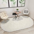 thumbnail image 7 of Junovo Oval Fluffy Area Rugs for Bedroom Plush Shaggy Carpet for Kids Room Bedside Nursery Mats, 2.6' x 5.3',Cream White, 7 of 7