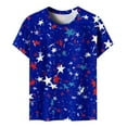 thumbnail image 5 of GaThRRgYP Off the Shoulder Tops for Women,Womens Shirts Clearance,Women's Summer Casual Crewneck Short Sleeve T-Shirts Flag Print Fit Basic Tops Tees Blouses Dark Blue L, 5 of 6