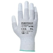 Portwest A198 ESD Antistatic PU Fingertip Work Gloves Gray, XX-Small
