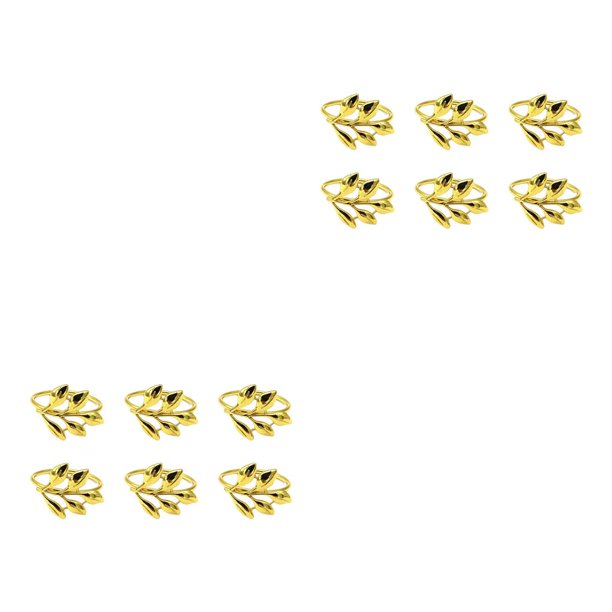 Moyic Servilletas de San Valentín Diseño de hoja chapada Soportes decorativos Cierres Servilleteros Círculo Vajilla Suministros para fiestas Comedor dorado 2piezas Moyic CBP368230
