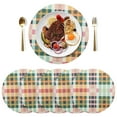 thumbnail image 5 of Ryvnso Checkered Pattern Grid Round Plate Mats Dining Table Placemat Set of 4 for Holiday Decoration, 5 of 7