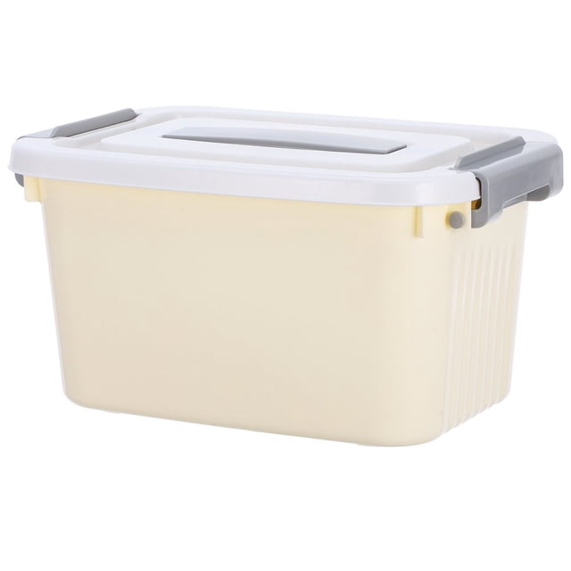 LEEYNEER Plastic Storage Box for Organizing Toys and Small Items Beige Color with Lid Compact Size