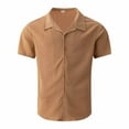 thumbnail image 4 of FRSASU Men's Linen Sets 2 Pieces Summer Vacation Party Beach Outfits Short Sleeve Button Down Shirts and Shorts Set Khaki, 4 of 9